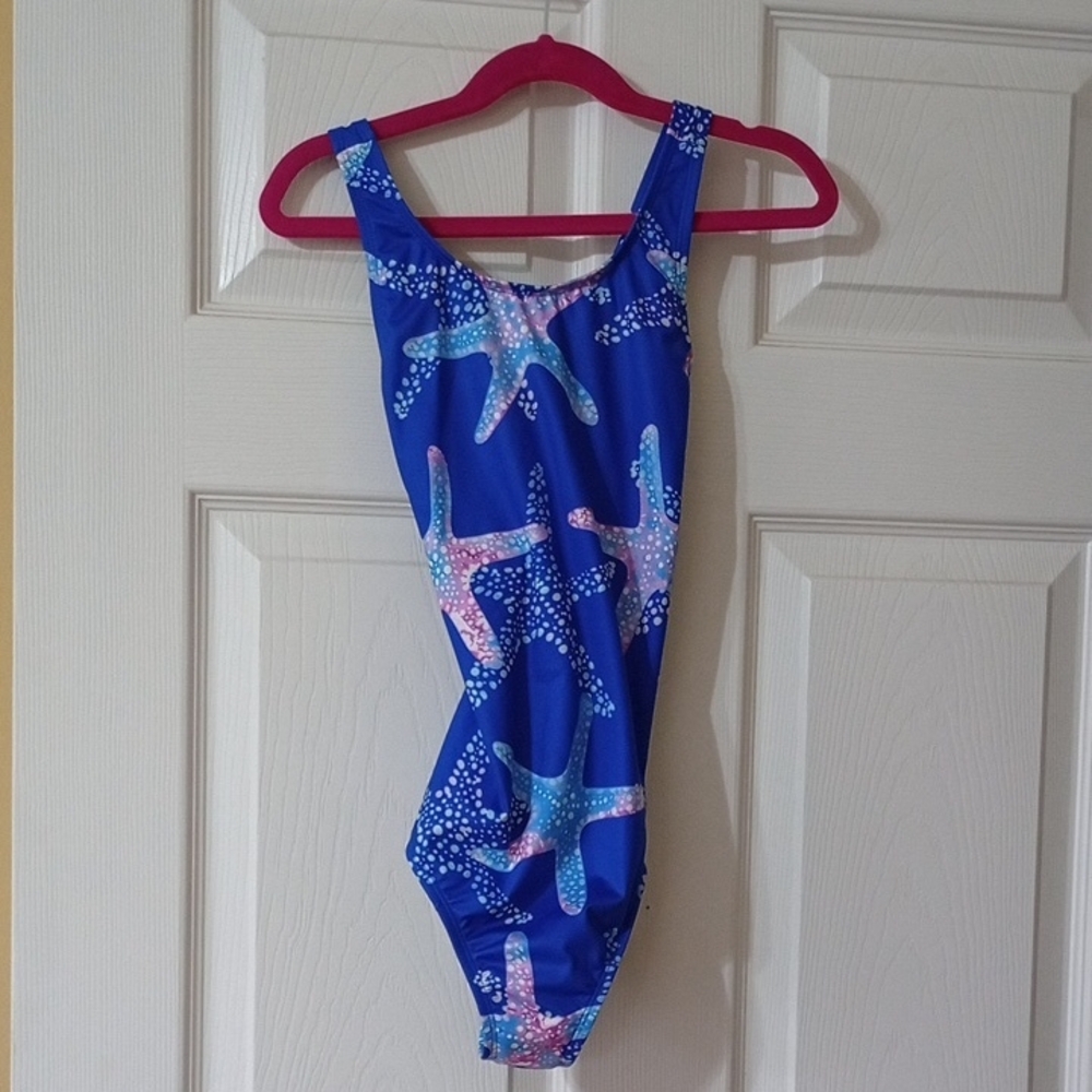 Lands' End Kids Blue Starfish One Piece Swimsuit